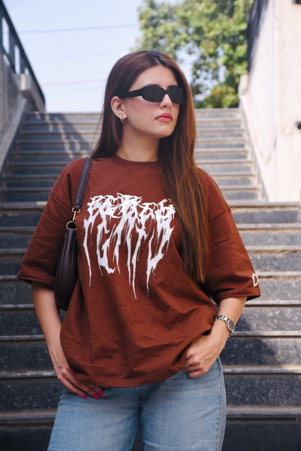 PERFÝ “Acceptance” Oversized Tee – Brown