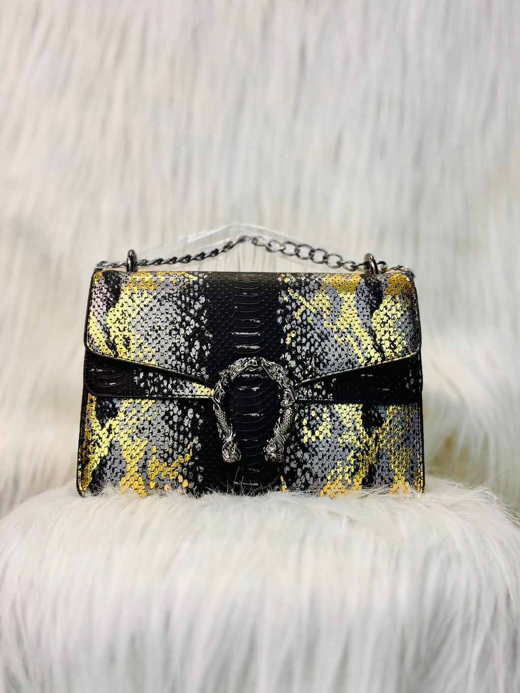 Luxury Snakeskin Print Handbag – Elegant Faux Leather Shoulder Bag for Women - PERFÝ