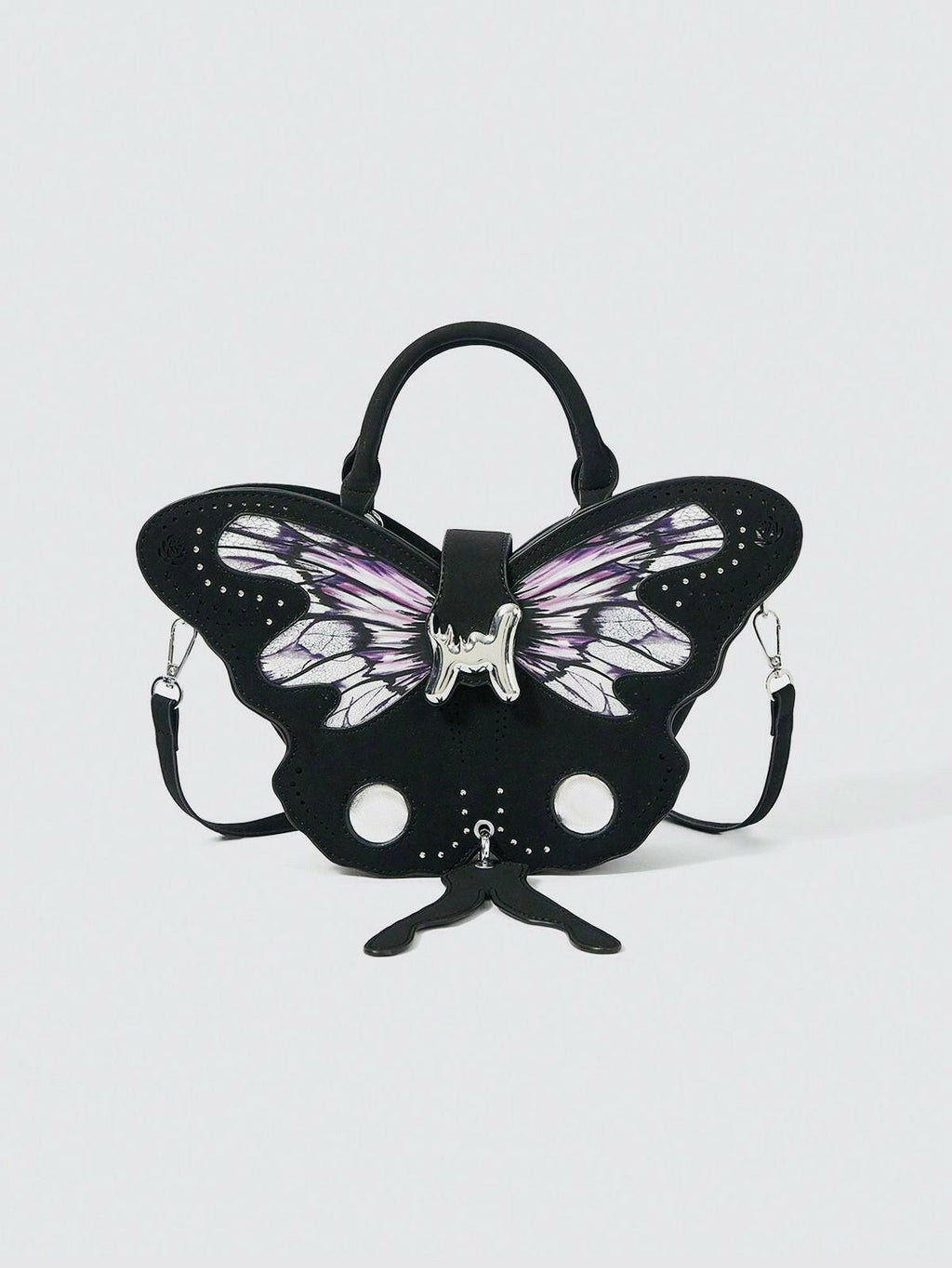 Gothic Butterfly Handbag – Black &amp; Purple Aesthetic Shoulder Bag for Women - PERFÝ