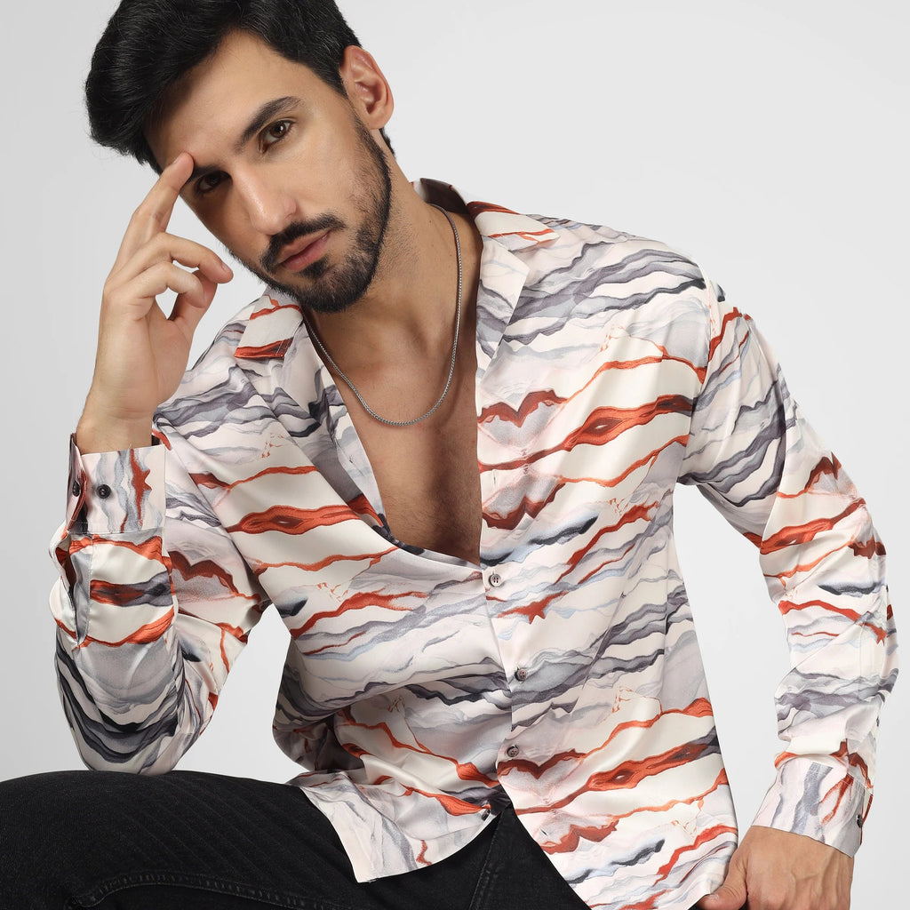 M FAKTÖR Satin Shirt - Burnt Orange - PERFÝ