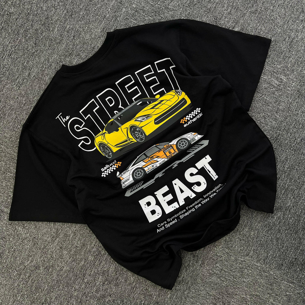 The Street Beast Graphic - Black Edition Unisex Oversize Tees - PERFÝ