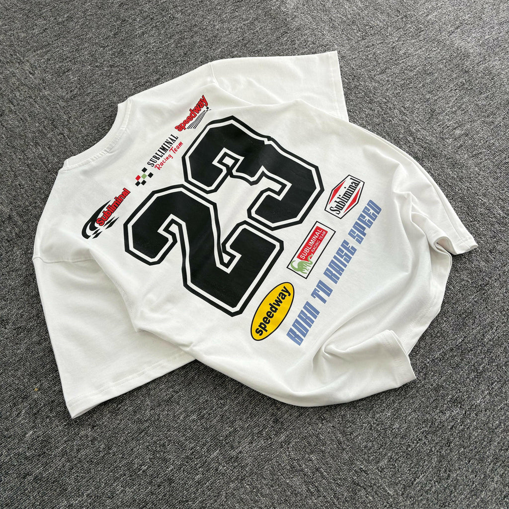 23 Speedway Racing Graphic - Bold White Edition Unisex Tee - PERFÝ