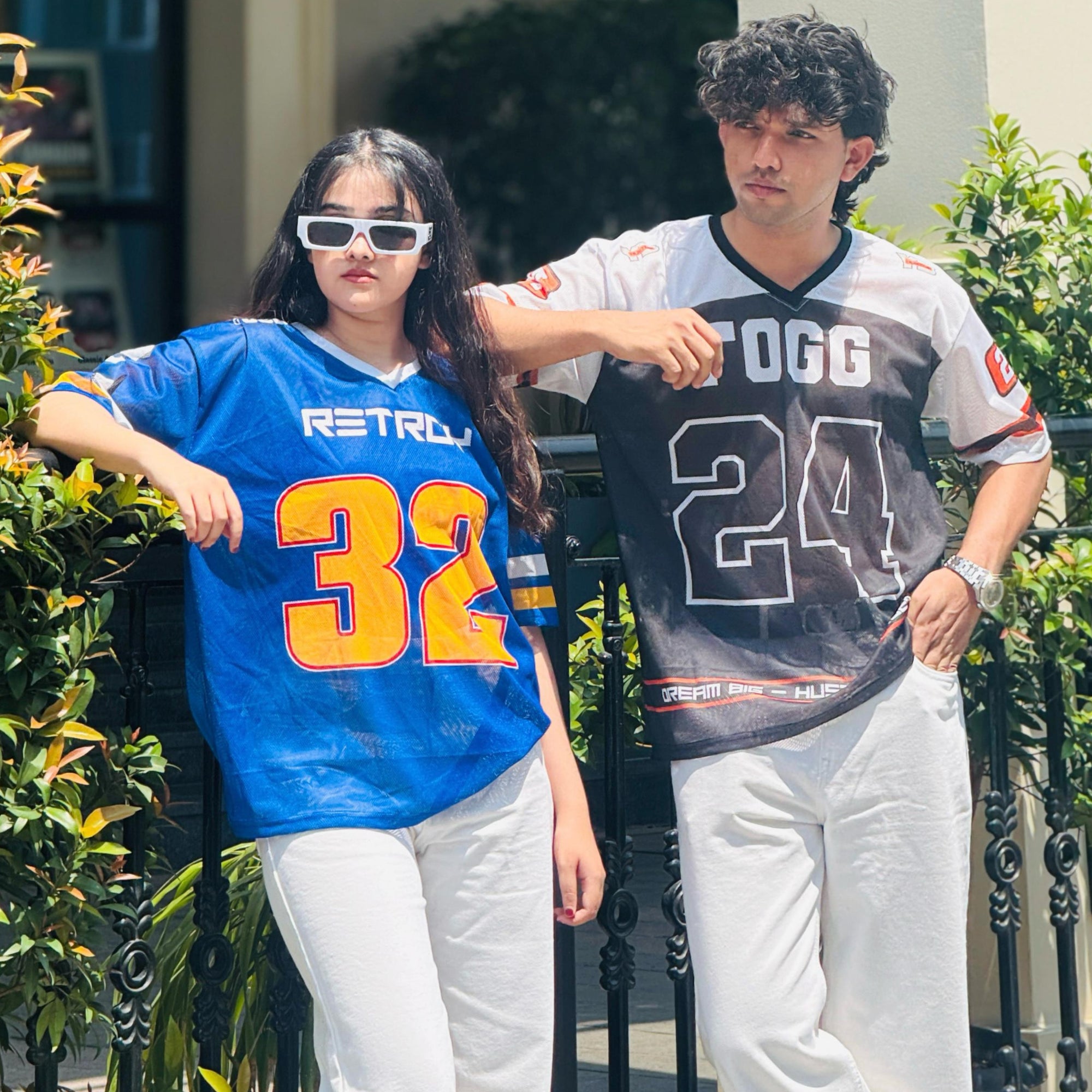 Oversized Varsity Jersey Tee – Blue/Grey - PERFÝ