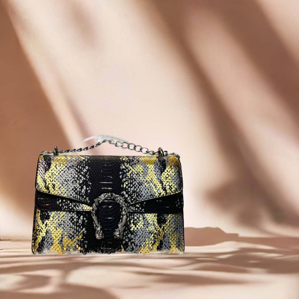 Luxury Snakeskin Print Handbag – Elegant Faux Leather Shoulder Bag for Women - PERFÝ